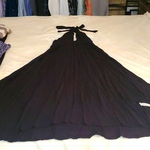 100%rayon black halter top dress